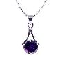 Bifing比霏水晶吊坠项链-经典优雅女人紫色水晶吊坠项链