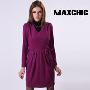 Maxchic品牌奢华优雅系列V领长袖毛料连衣裙DQ43230S1
