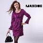 Maxchic品牌奢华优雅系列手工缝石圆领连衣裙 韩版 DQ43248S10M