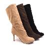 [中清汇通]时尚潮鞋 素色磨砂可翻折两穿磨砂高跟中筒靴 TW2013款