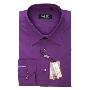 LAXJOY（朗悦）商务休闲男士纯棉紫色长袖衬衫 男